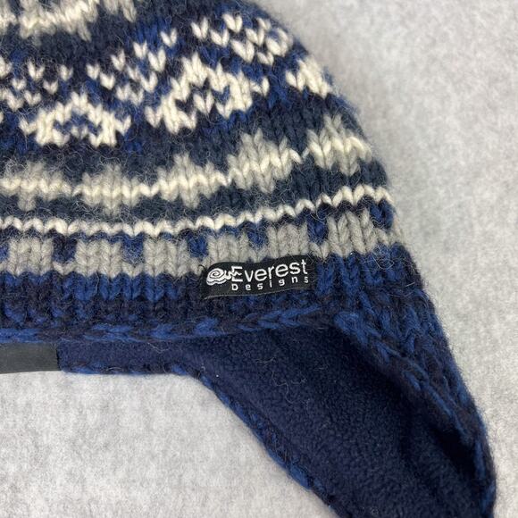 Everest Designs Blue Earflap Hat Wool Sherpa Beanie - Picture 6 of 8